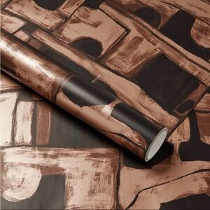 Abstract Maze Peel & Stick Wallpaper Modern Aged Gold & brown - Threshold